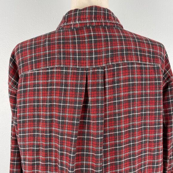 Old Navy Red Plaid Flannel Button Down Shirt Size L EUC - Picture 6 of 8
